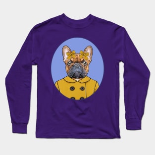 Frenchie in a Pea Coat Long Sleeve T-Shirt